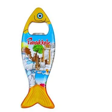 Pamukkale Temalı Myros Metal Balık Açacak Magnet 120x43 mm - 2