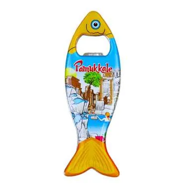 Pamukkale Temalı Myros Metal Balık Açacak Magnet 120x43 mm - 3