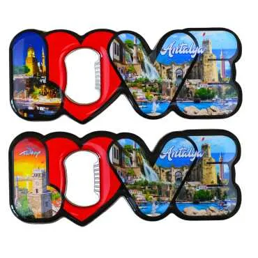 Antalya Themed Myros Metal Love Bottle Opener Refrigerator Magnet 114x47 mm - 2