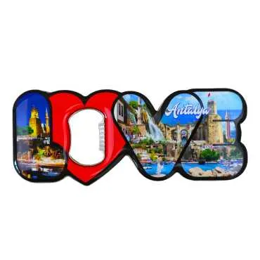 Antalya Themed Myros Metal Love Bottle Opener Refrigerator Magnet 114x47 mm - 3