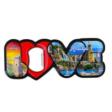 Antalya Themed Myros Metal Love Bottle Opener Refrigerator Magnet 114x47 mm - 4