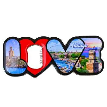 Antalya Themed Myros Metal Love Bottle Opener Refrigerator Magnet 114x47 mm - 5