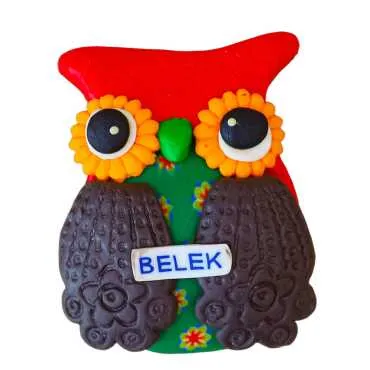 Belek Themed Owl Fimo Refrigerator Magnet - 4