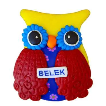 Belek Themed Owl Fimo Refrigerator Magnet - 5