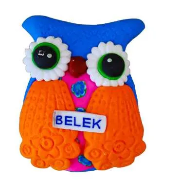 Belek Themed Owl Fimo Refrigerator Magnet - 6