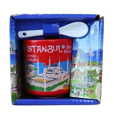 İstanbul Temalı Kaşıklı Kapuçino Kupa Kutulu - 3