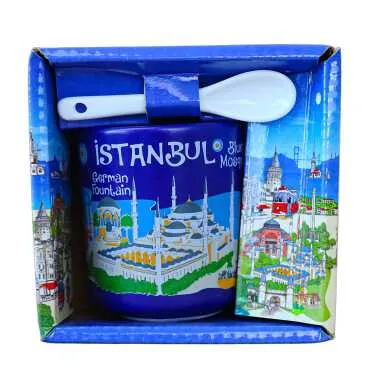 İstanbul Temalı Kaşıklı Kapuçino Kupa Kutulu - 5