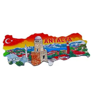 Antalya Themed Metallic Map Refrigerator Magnet - 3