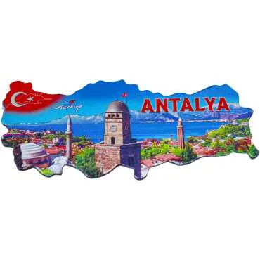 Antalya Themed Metallic Map Refrigerator Magnet - 6