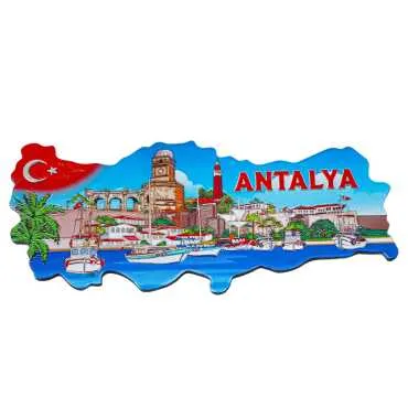 Antalya Themed Metallic Map Refrigerator Magnet - 7
