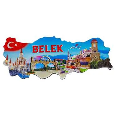 Belek Themed Metallic Map Refrigerator Magnet - 3