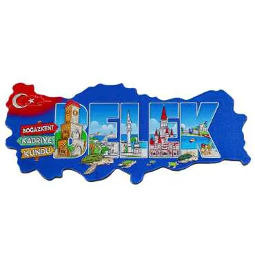 Belek Themed Metallic Map Refrigerator Magnet - 6