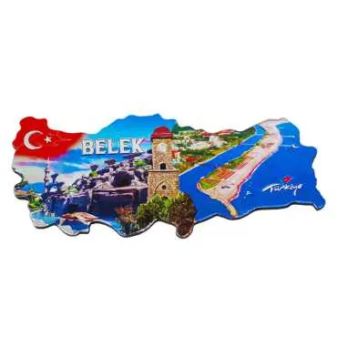 Belek Themed Metallic Map Refrigerator Magnet - 7