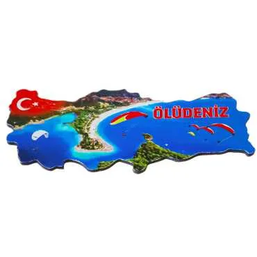 Fethiye Region Themed Metallic Map Refrigerator Magnet - 3