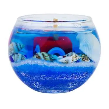 Antalya Themed Small Round Glass Candle with Gel Wax - 7