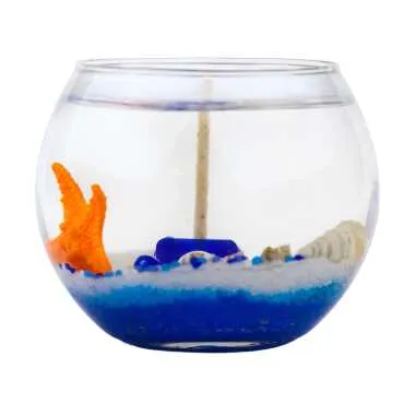Antalya Themed Large Round Glass Candle with Gel Wax - Standart - 2