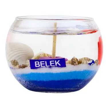 Belek Themed Large Round Glass Candle with Gel Wax