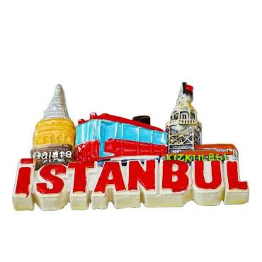 Istanbul Themed Stone and Mother of Pearl Polyester Refrigerator Magnet - 17