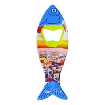 Cappadocia Themed Myros Fish Bottle Opener Refrigerator Magnet 42x130 mm - Standart