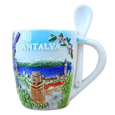 Antalya Seramik Kaşıklı Kupa