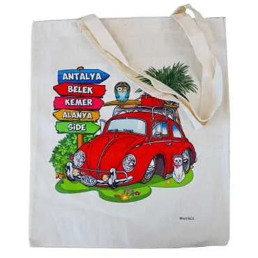 Antalya Themed Natural Colored Canvas Bag 450x350 mm - 4