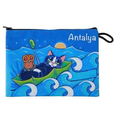 Antalya Themed Myros Small Accordion Makeup Bag 145x220x70 mm - 4