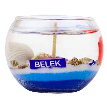 Belek Themed Large Round Glass Candle with Gel Wax - 4