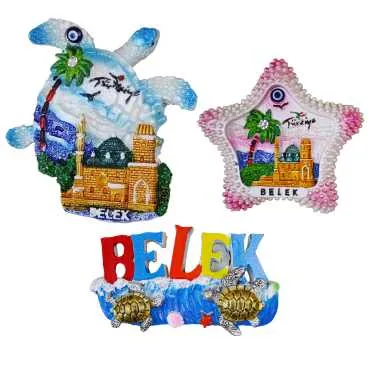 Belek Themed Stone and Mother of Pearl Polyester Refrigerator Magnet - 28