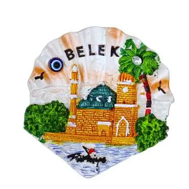 Belek Themed Stone and Mother of Pearl Polyester Refrigerator Magnet - 10