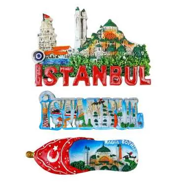 Istanbul Themed Stone and Mother of Pearl Polyester Refrigerator Magnet - 16