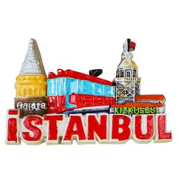 Istanbul Themed Stone and Mother of Pearl Polyester Refrigerator Magnet - 15