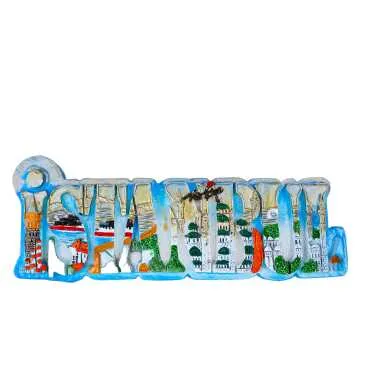 Istanbul Themed Stone and Mother of Pearl Polyester Refrigerator Magnet - 12