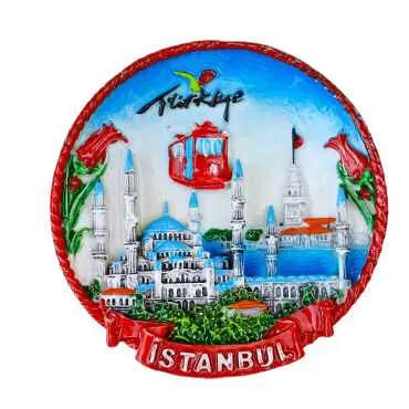 Istanbul Themed Stone and Mother of Pearl Polyester Refrigerator Magnet - 9