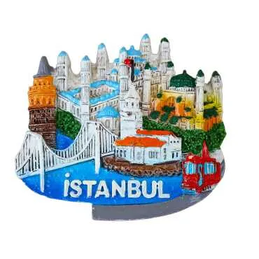 Istanbul Themed Stone and Mother of Pearl Polyester Refrigerator Magnet - 6