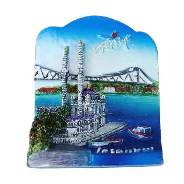 Istanbul Themed Stone and Mother of Pearl Polyester Refrigerator Magnet - 5