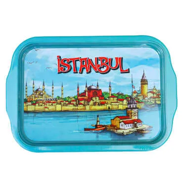 Toptan İstanbul Temalı Tepsi Çift Yön Baskılı 23*30 CM