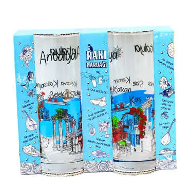 Antalya Region Themed Rakı Glass Set of Two