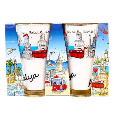 Antalya Themed Double Beer Glass Set
