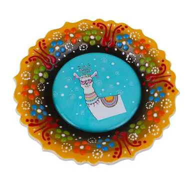 Llama Themed Ceramic Myros Decorative Plate 12 cm - 5