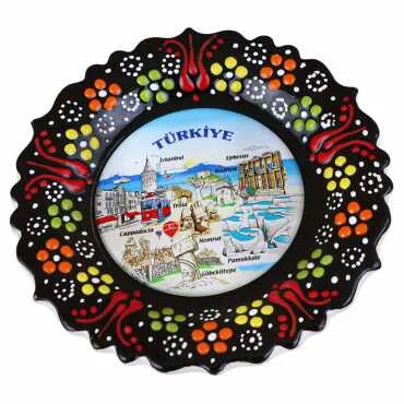Türkiye Temalı Çini Myros Resim Tabak 12 cm - Standart - 2