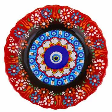 Nazar Temalı Çini Myros Resim Tabak 18 cm