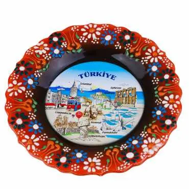 Türkiye Themed Ceramic Myros Decorative Plate 18 cm - Standart - 2