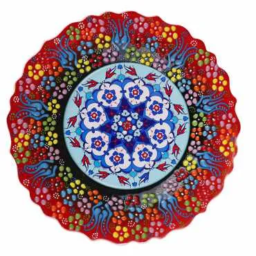 Çini Temalı Çini Myros Resim Tabak 25 cm