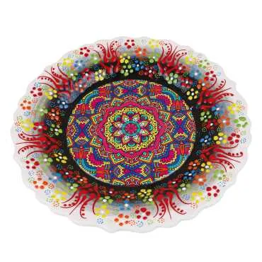 Mandala Themed Myros Ceramic Picture Plate 25 cm - 6