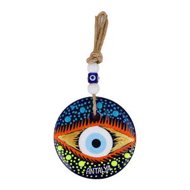 Antalya Themed Mandala Design Glass Evil Eye Wall Hanging 22 cm - 10
