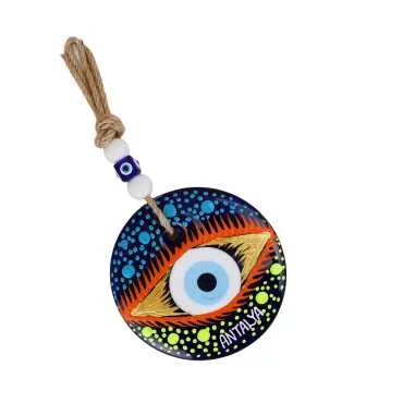 Antalya Themed Mandala Design Glass Evil Eye Wall Hanging 22 cm - 17
