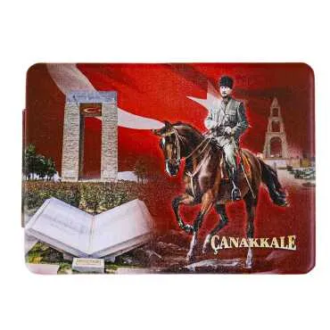 Çanakkale Themed Myros Rectangular Customized PU Mirror 85x62x11 mm