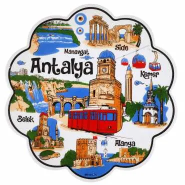 Antalya Region Themed Ceramic Traditional Screen Print Daisy Trivet 182 mm