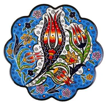 Özel Kabartma Serigrafi Baskılı Seramik Papatya Bardak Altlığı 110 Mm