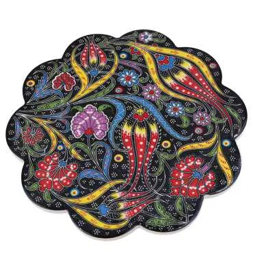 Special Embossed Screen Printed Ceramic Daisy Trivet 180 mm - 6